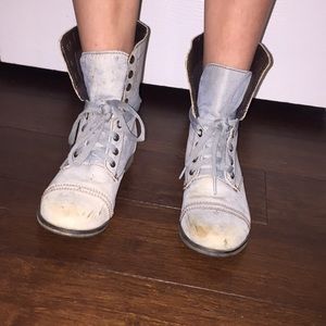 Blue combat boots